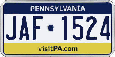 PA license plate JAF1524