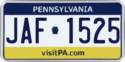 PA license plate JAF1525