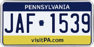 PA license plate JAF1539