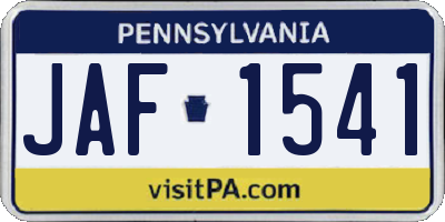 PA license plate JAF1541