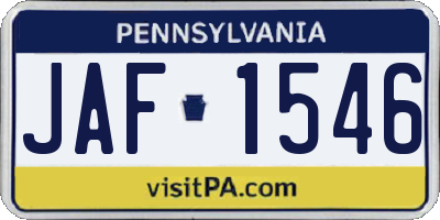 PA license plate JAF1546