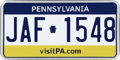 PA license plate JAF1548