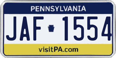 PA license plate JAF1554