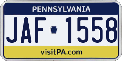 PA license plate JAF1558