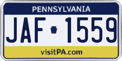 PA license plate JAF1559