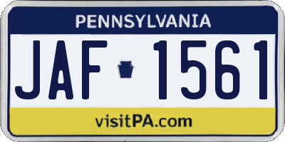 PA license plate JAF1561
