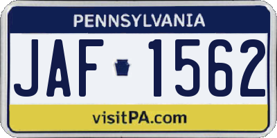 PA license plate JAF1562
