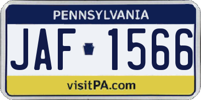 PA license plate JAF1566