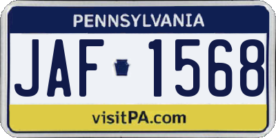 PA license plate JAF1568