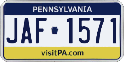 PA license plate JAF1571