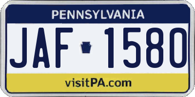 PA license plate JAF1580