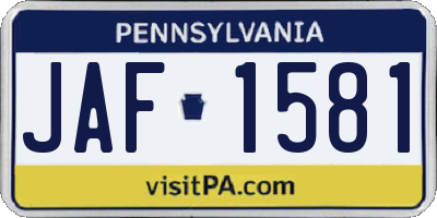 PA license plate JAF1581