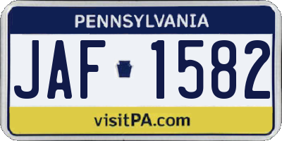 PA license plate JAF1582