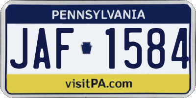 PA license plate JAF1584