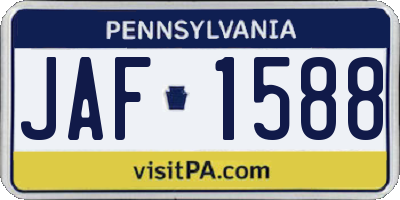 PA license plate JAF1588