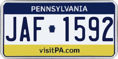PA license plate JAF1592