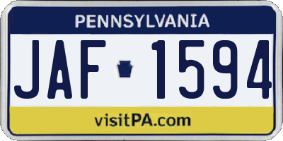 PA license plate JAF1594