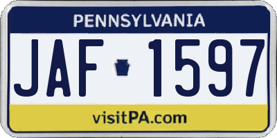 PA license plate JAF1597