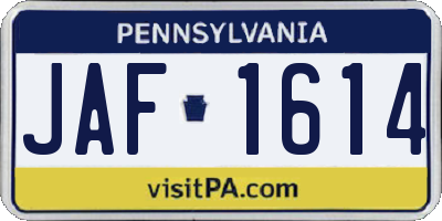 PA license plate JAF1614