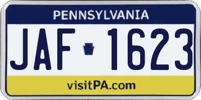 PA license plate JAF1623