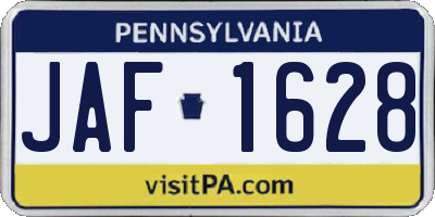 PA license plate JAF1628