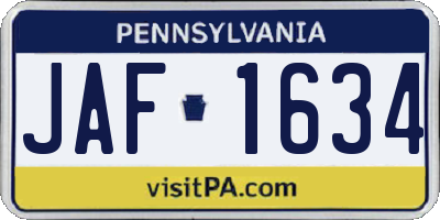 PA license plate JAF1634