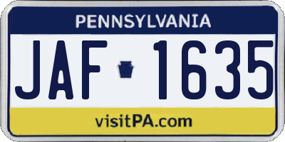 PA license plate JAF1635