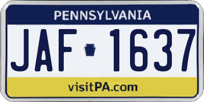 PA license plate JAF1637