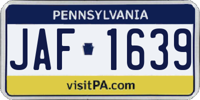 PA license plate JAF1639