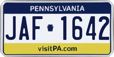 PA license plate JAF1642