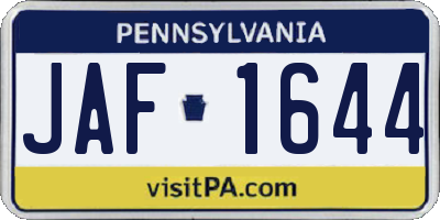 PA license plate JAF1644