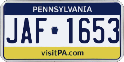 PA license plate JAF1653