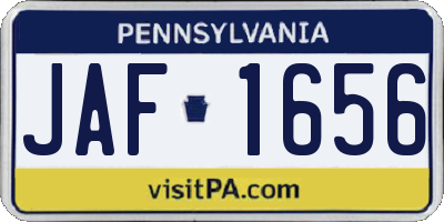 PA license plate JAF1656