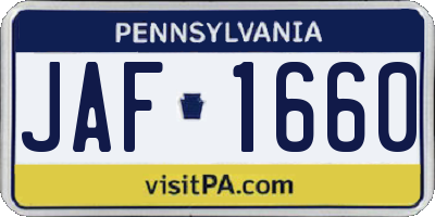 PA license plate JAF1660