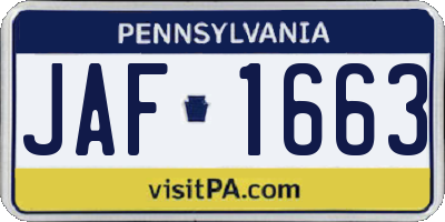 PA license plate JAF1663