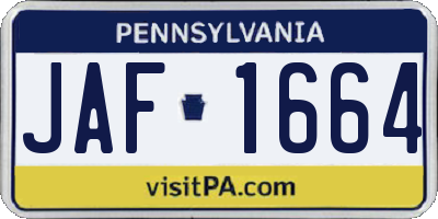 PA license plate JAF1664