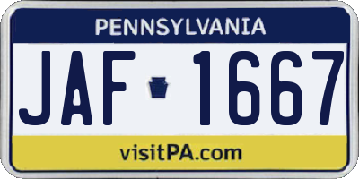 PA license plate JAF1667
