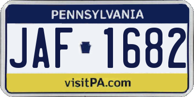 PA license plate JAF1682