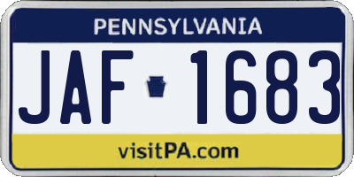 PA license plate JAF1683