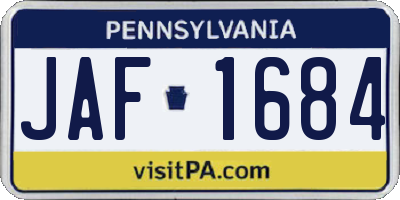 PA license plate JAF1684