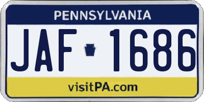 PA license plate JAF1686