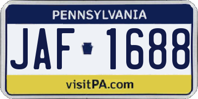 PA license plate JAF1688