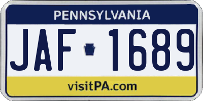 PA license plate JAF1689