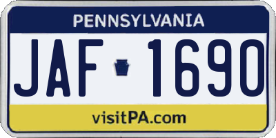 PA license plate JAF1690