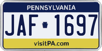 PA license plate JAF1697