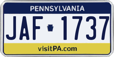 PA license plate JAF1737