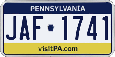 PA license plate JAF1741