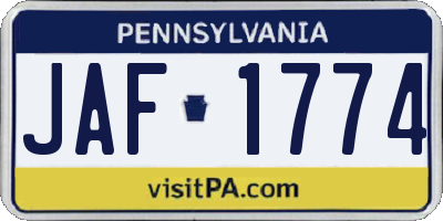 PA license plate JAF1774