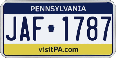 PA license plate JAF1787