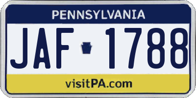 PA license plate JAF1788